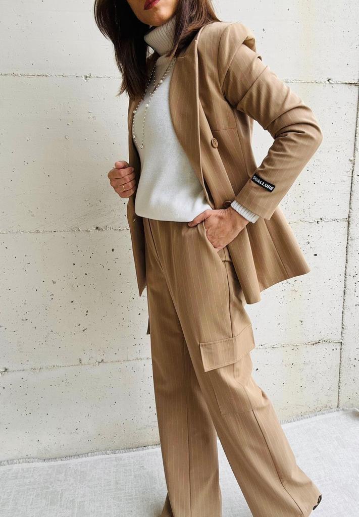 Pantalone cargo fantasia gessata - GIULIA F.