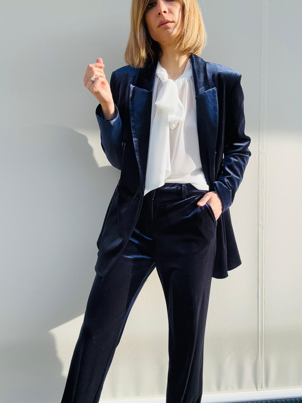 Pantaloni velluto blu