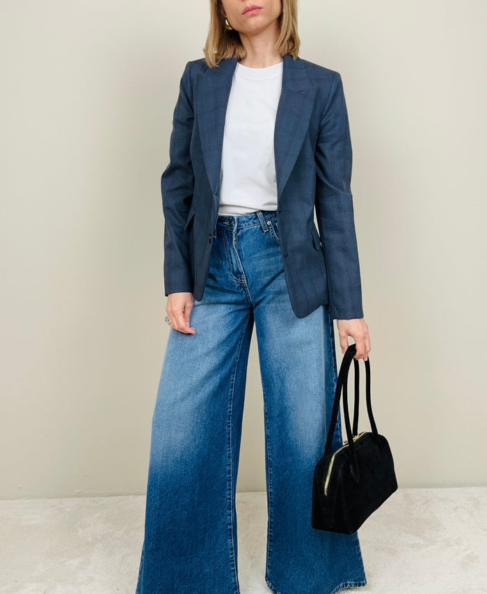 Giacca asciutta microfantasia blue navy