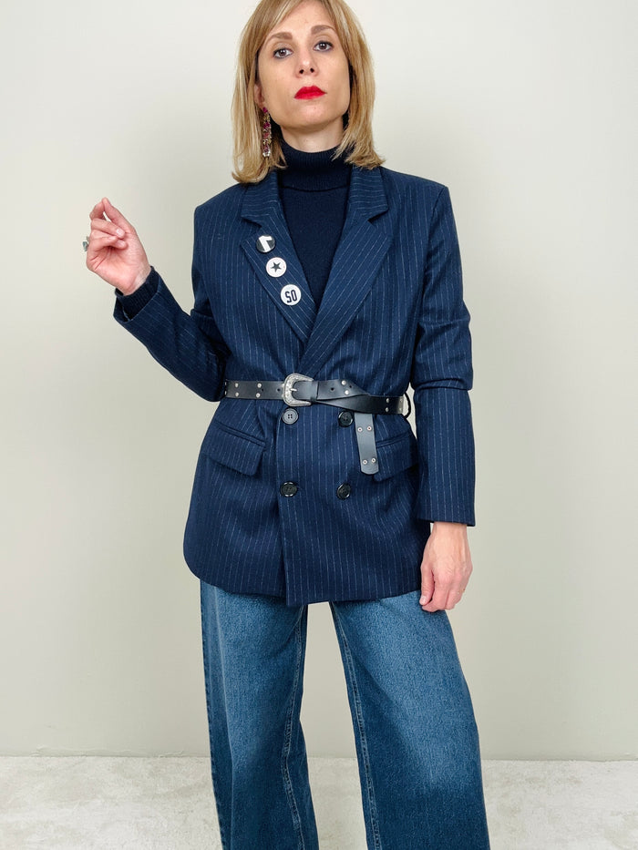 Blazer gessato blu