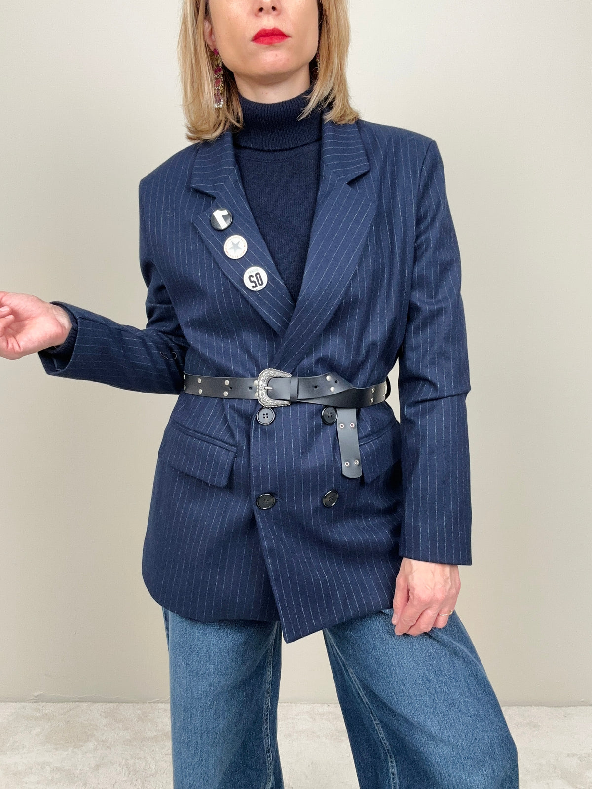 Blazer gessato blu
