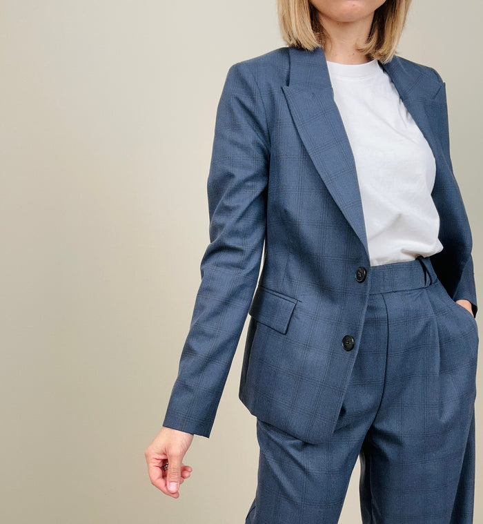 Giacca asciutta microfantasia blue navy