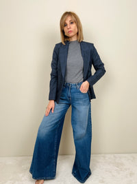 Giacca asciutta microfantasia blue navy