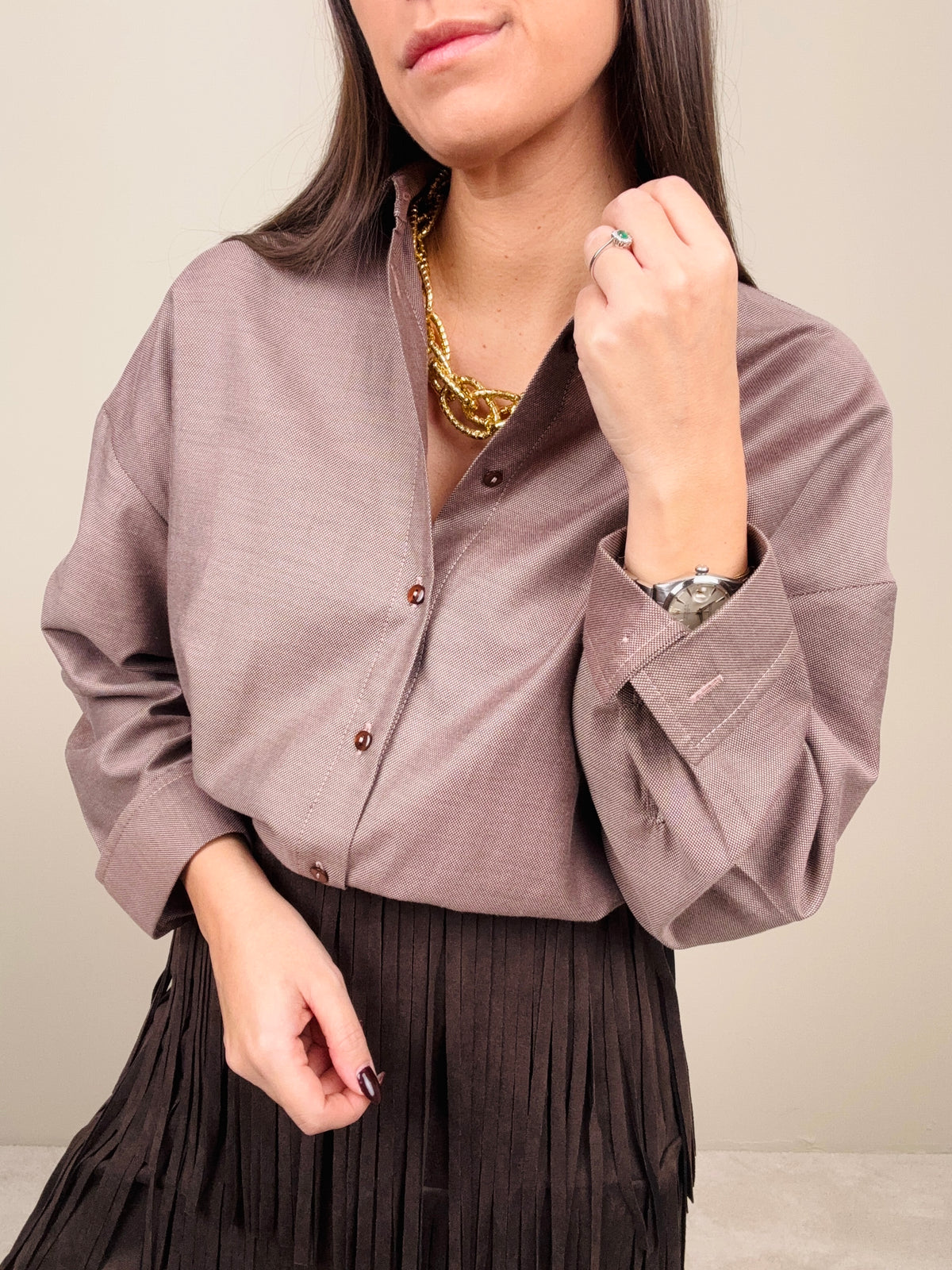 Camicia caffellatte in cotone