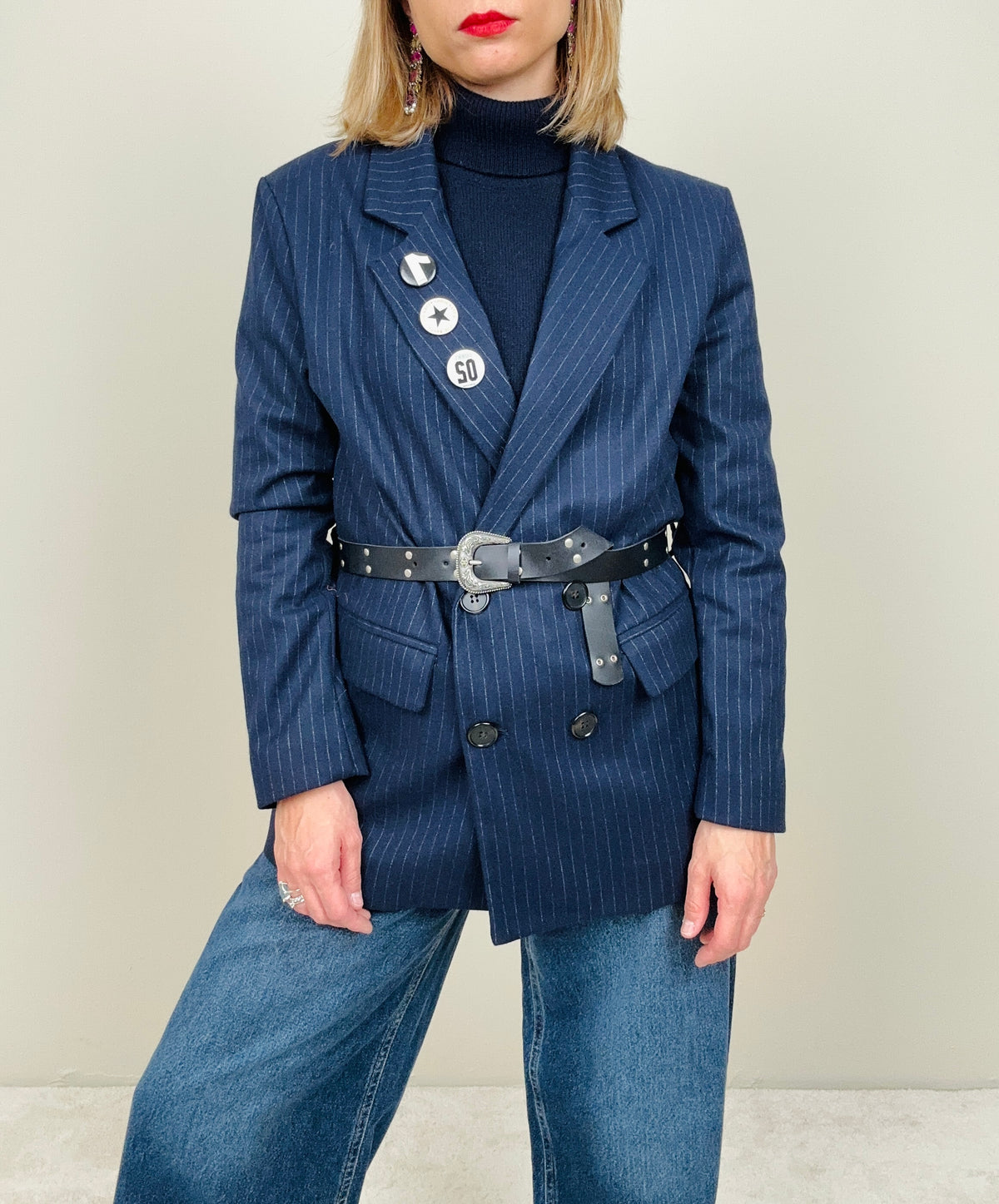 Blazer gessato blu