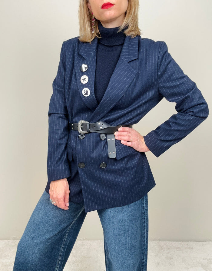 Blazer gessato blu