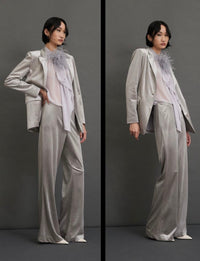 Pantalone in velluto perla