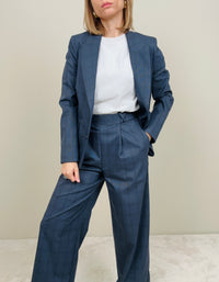 Giacca asciutta microfantasia blue navy