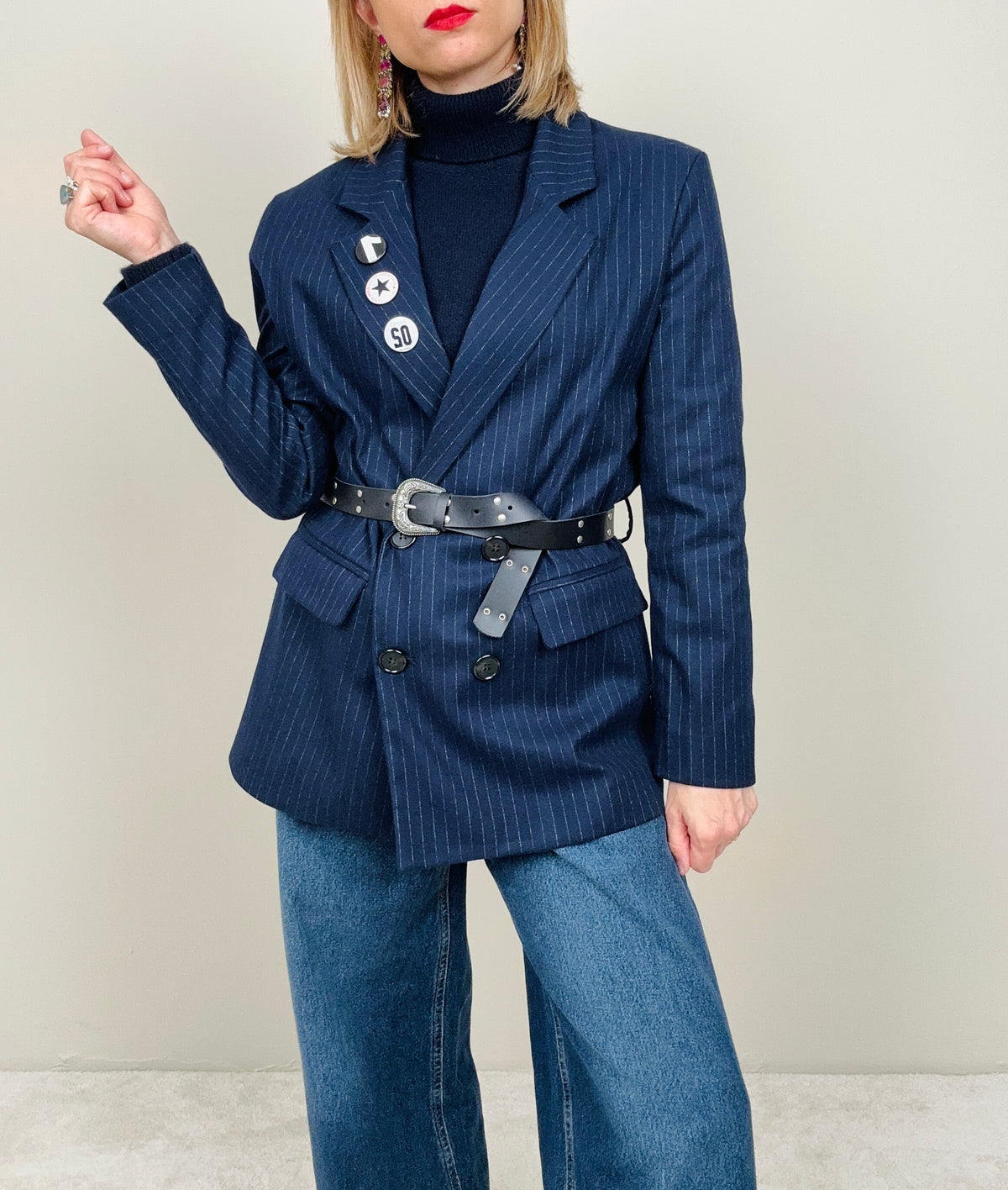 Blazer gessato blu