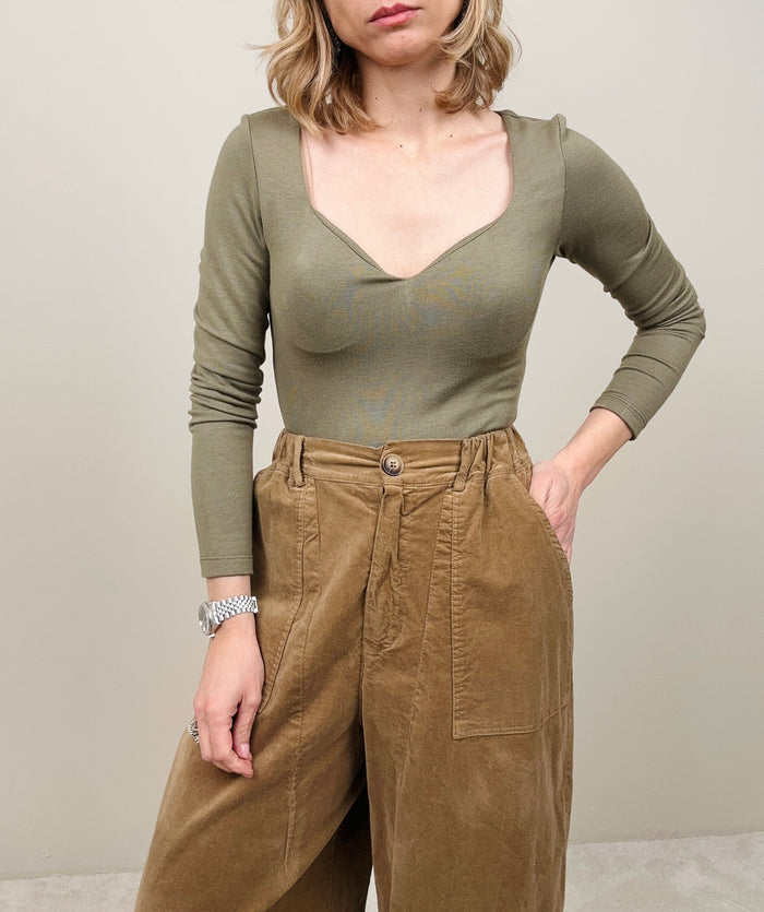 Body verde a mini costine