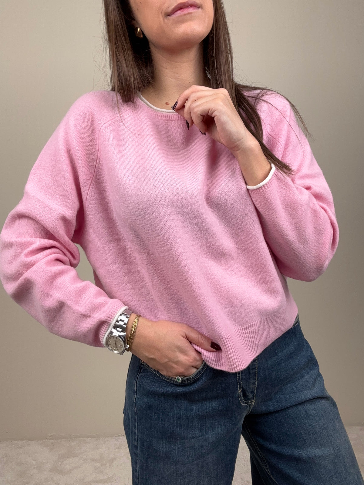 Maglioncino crew-neck rosa