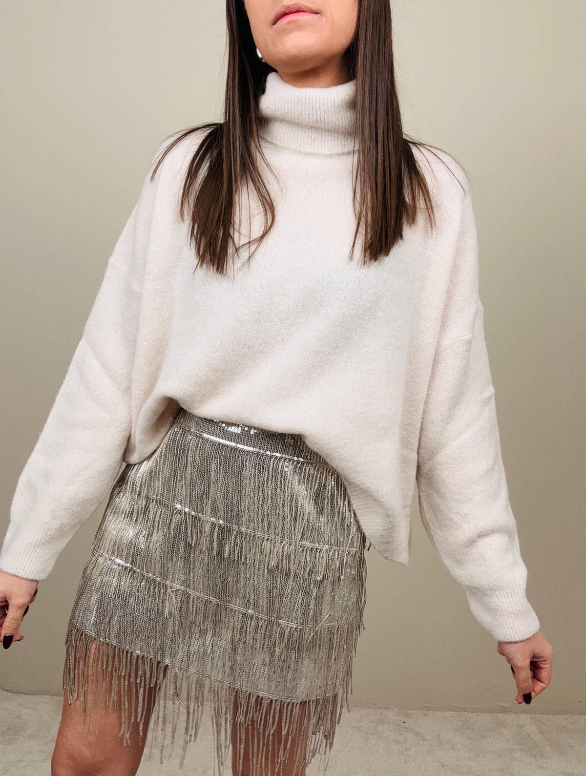 Gonna frange e paillettes