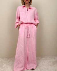 Pantalone in lino rosa