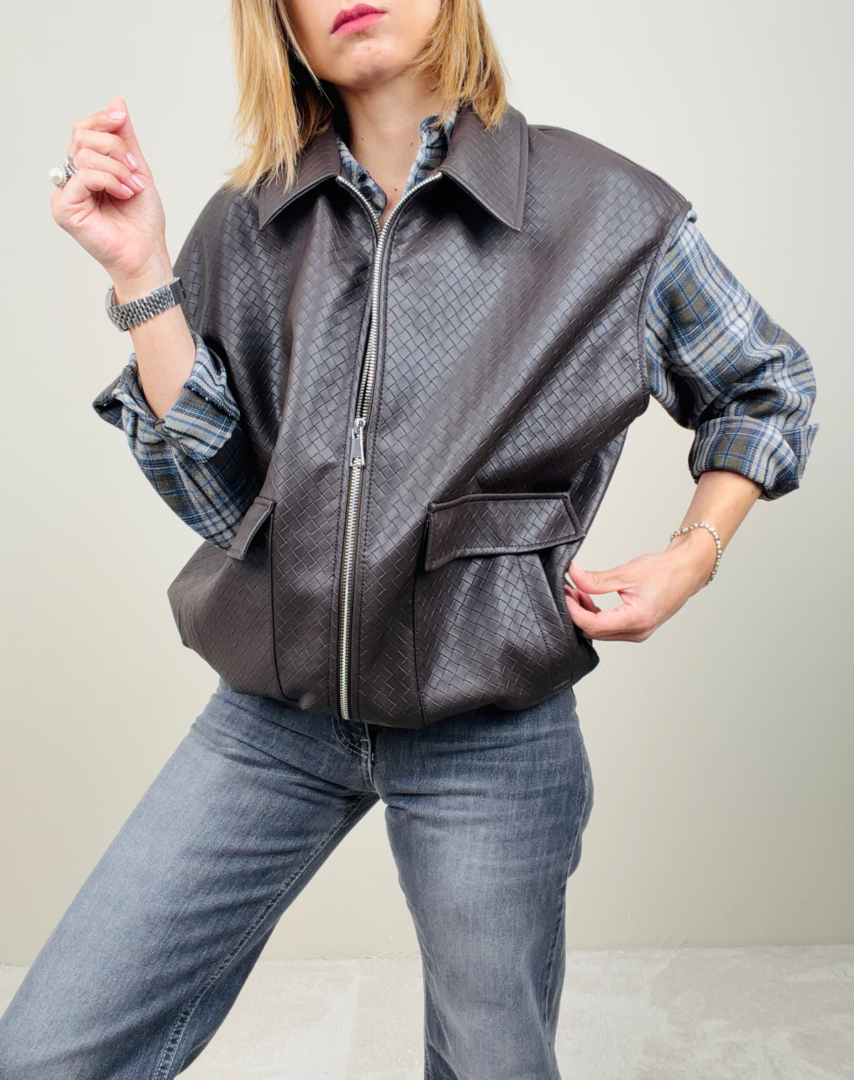 Gilet in ecopelle cioccolato