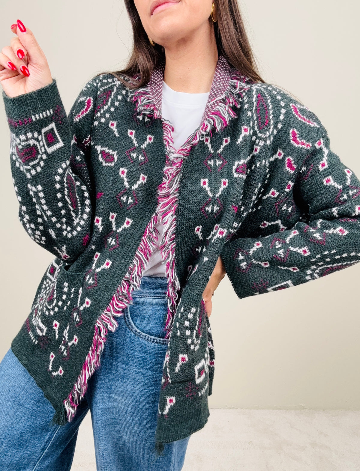 Cardigan bandana ottanio