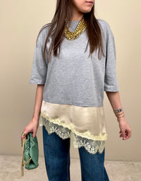 T-shirt con pizzo