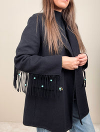 Cappottino nero con frange