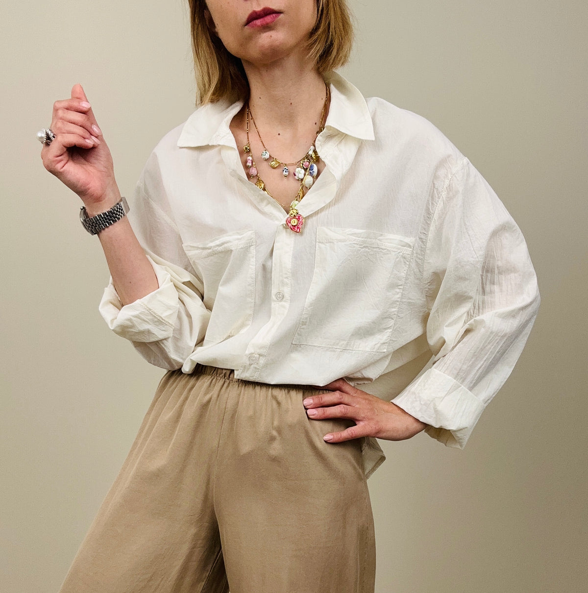 Camicia con colletto in mussola
