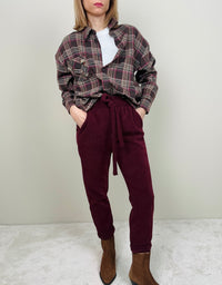 Jogging in velluto bordeaux