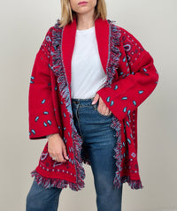 Cardigan bandana rosso-azzurro