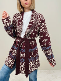 Cardigan fantasia bordeaux