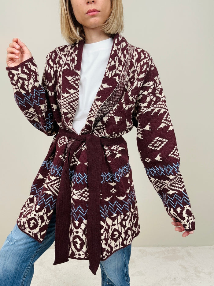 Cardigan fantasia bordeaux