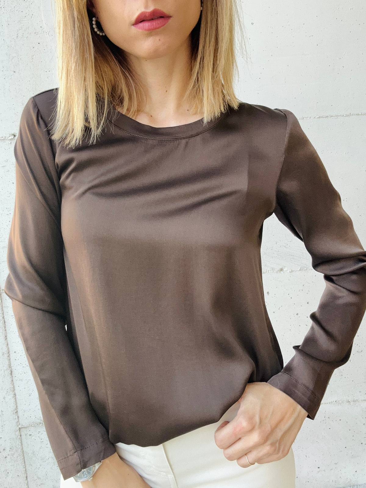 Blusa viscosa basic manica lunga (più colori)