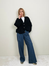 Pantalone  asciutta microfantasia blue navy