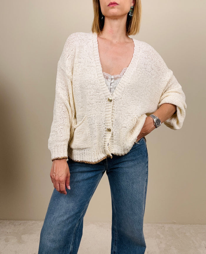 Cardigan con profili tabacco