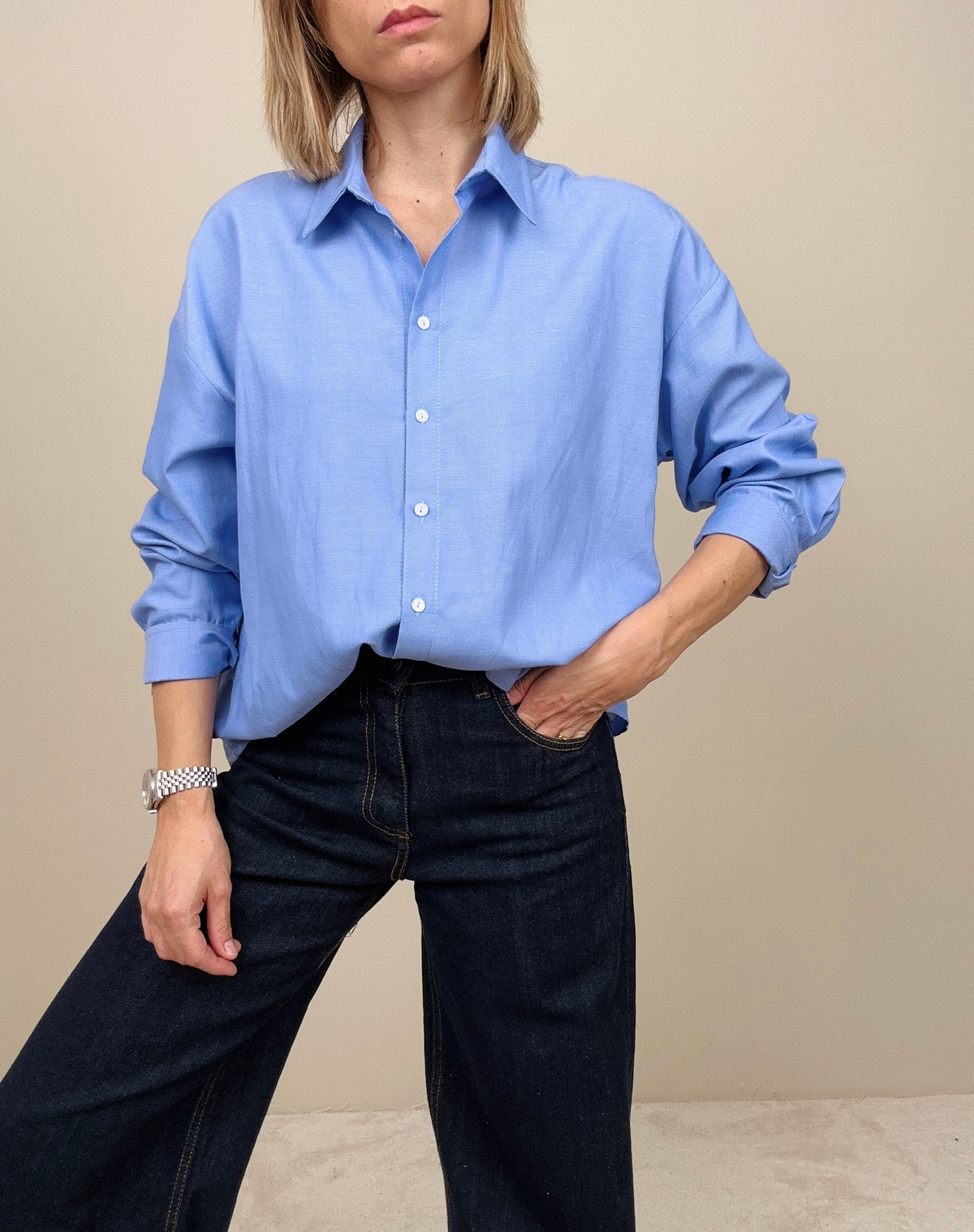 Camicia azzurra in cotone