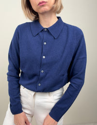 Maglioncino shirt button blu navy