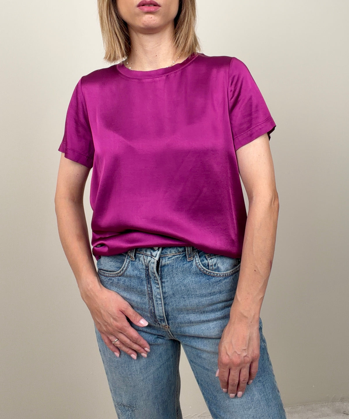 T-shirt in viscosa ciclamino
