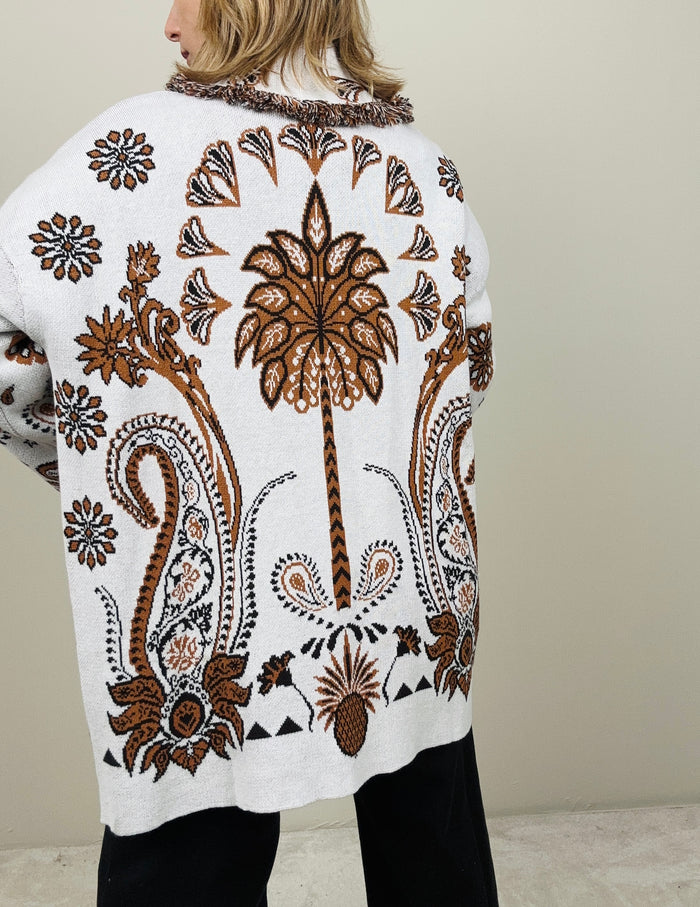 Cardigan palme tabacco