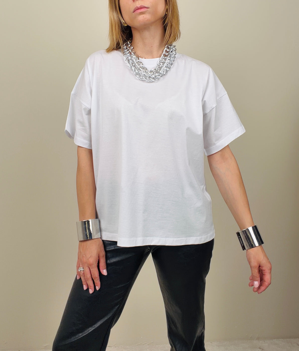 T-shirt basic bianca in cotone