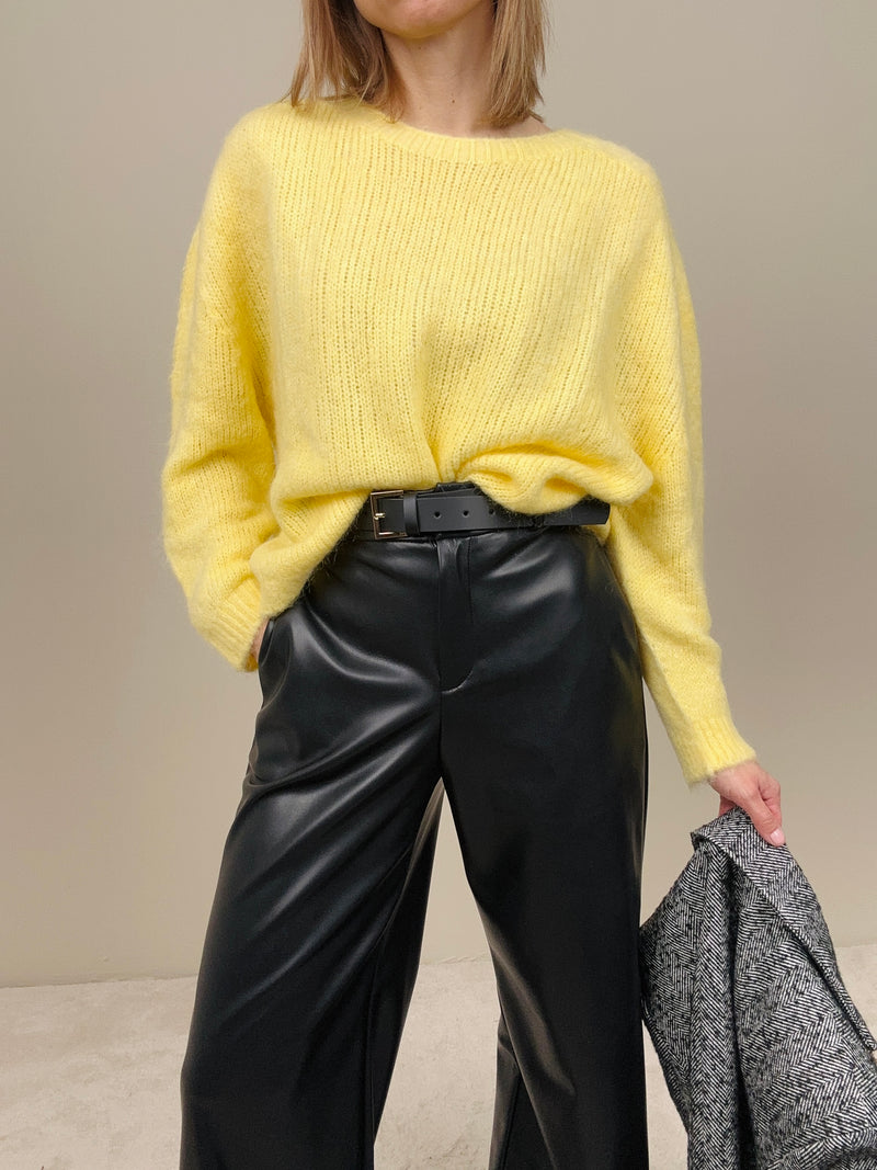 Pantalone palazzo ecopelle nero