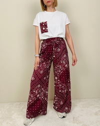 Pantalone fantasia bandana bordeaux