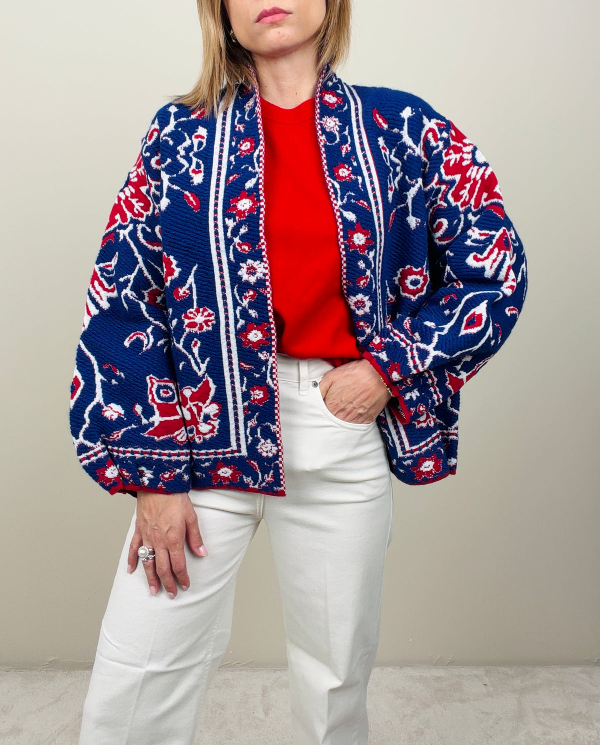 Cardigan bluette-rosso
