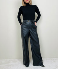 Pantalone palazzo ecopelle nero