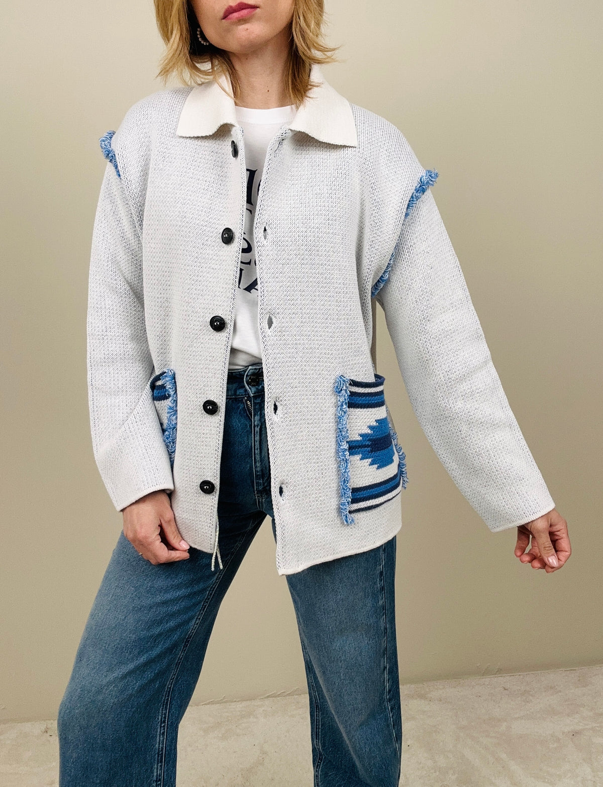Cardigan ghiaccio-azzurro