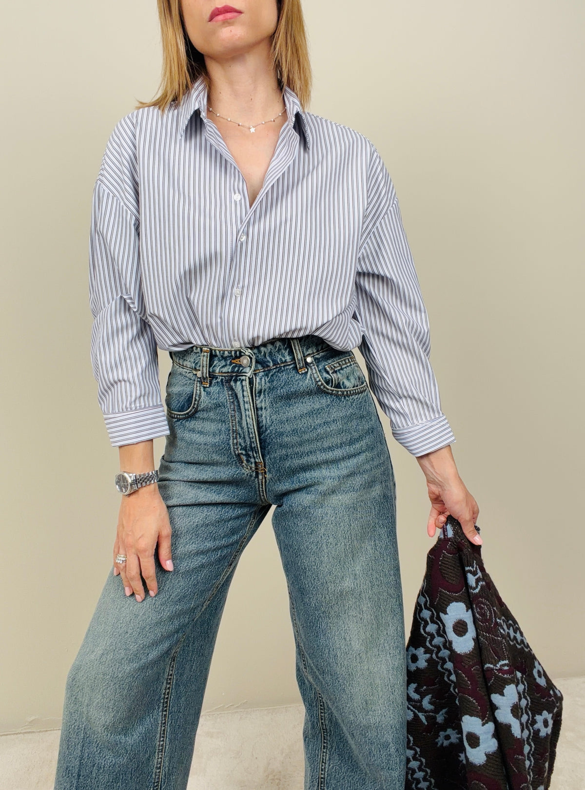 Camicia a righe in cotone