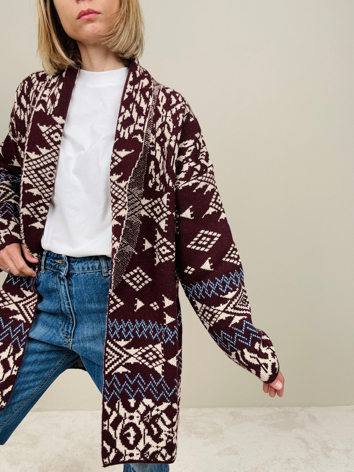 Cardigan fantasia bordeaux