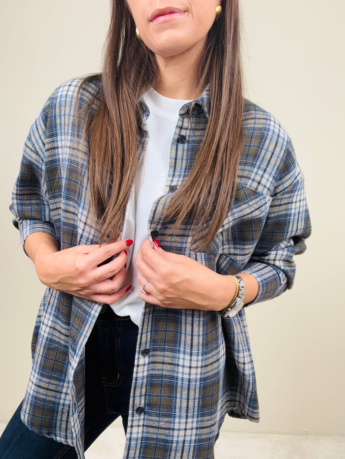 Camicia check militare/azzurra