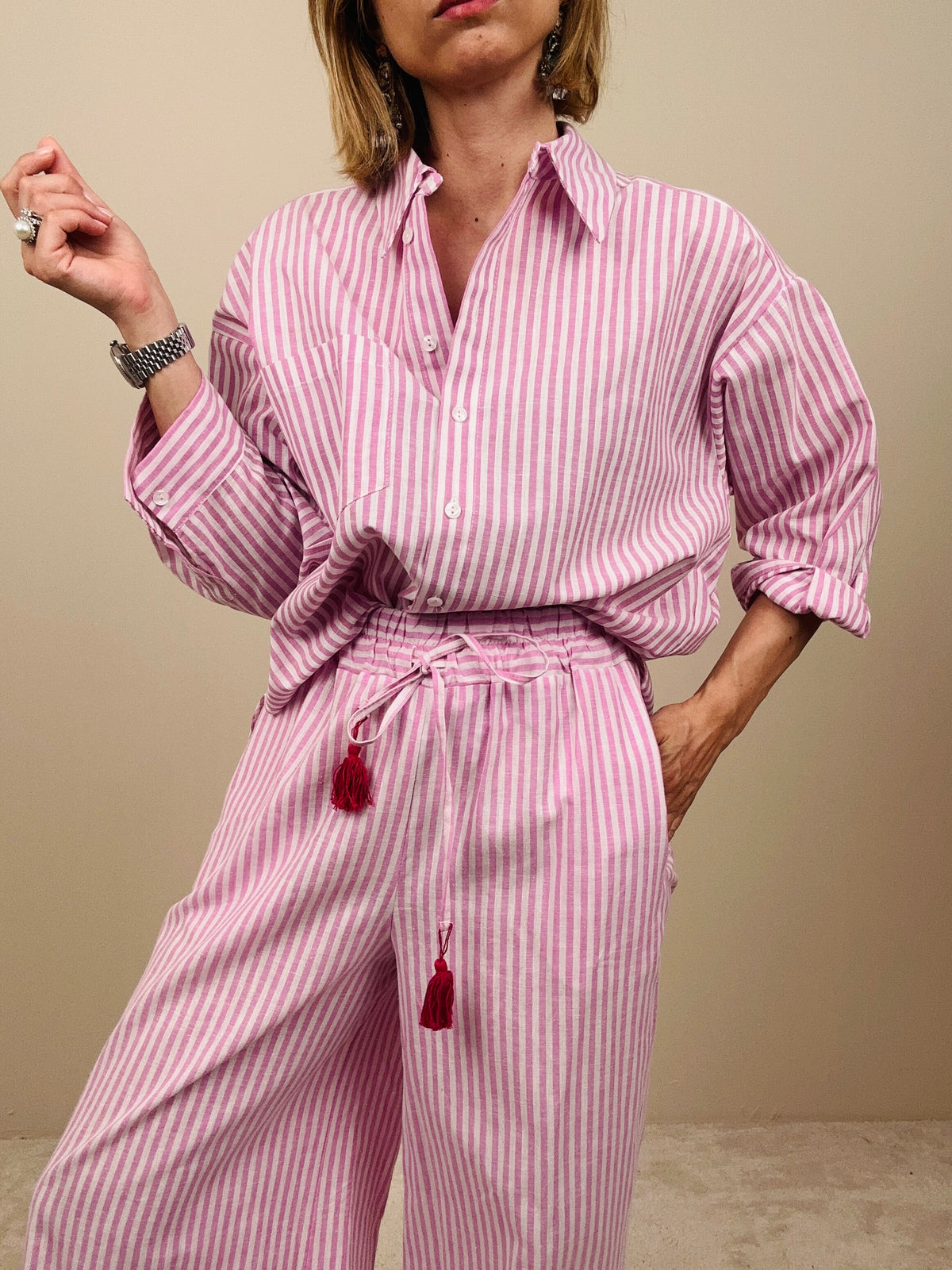 Pantalone a righe rosa St. Tropez Je T’Aime