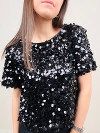 Blusa paillettes nera