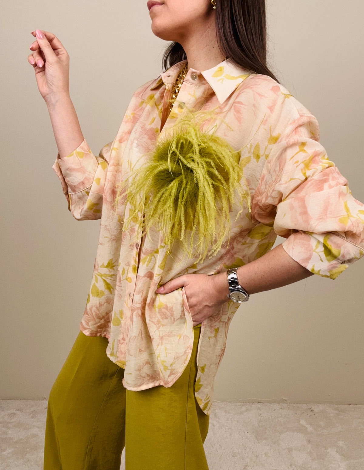 Camicia fantasia rosa