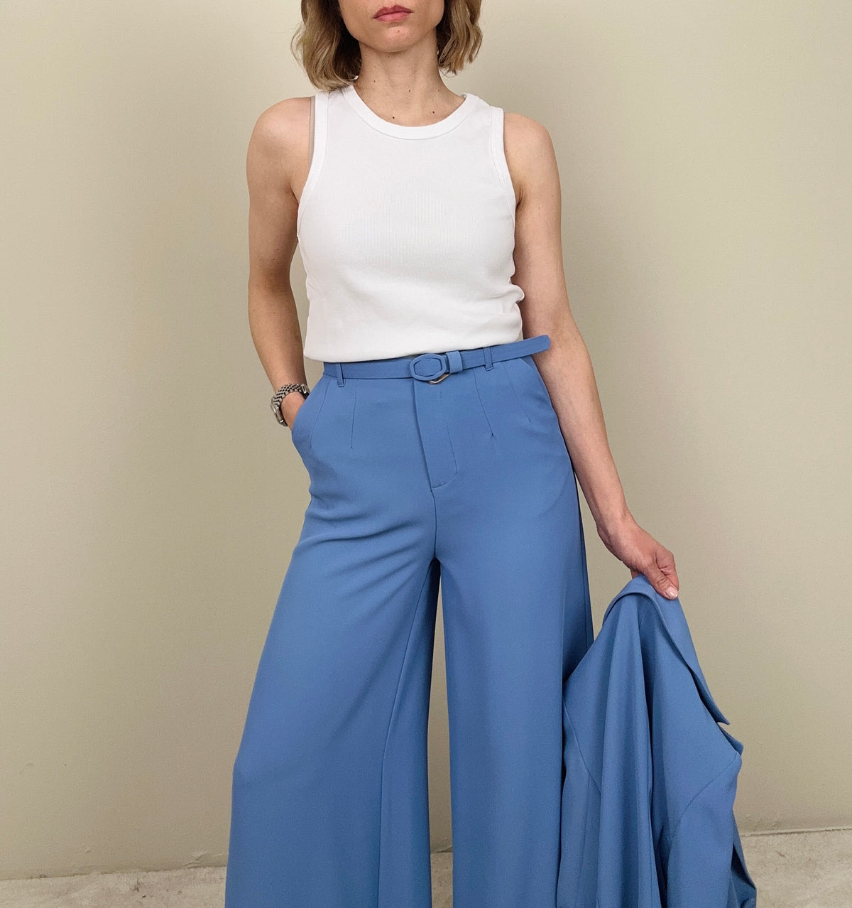 Canotta a costine in cotone