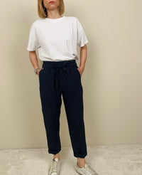 Pantalaccio viscosa e lino blu