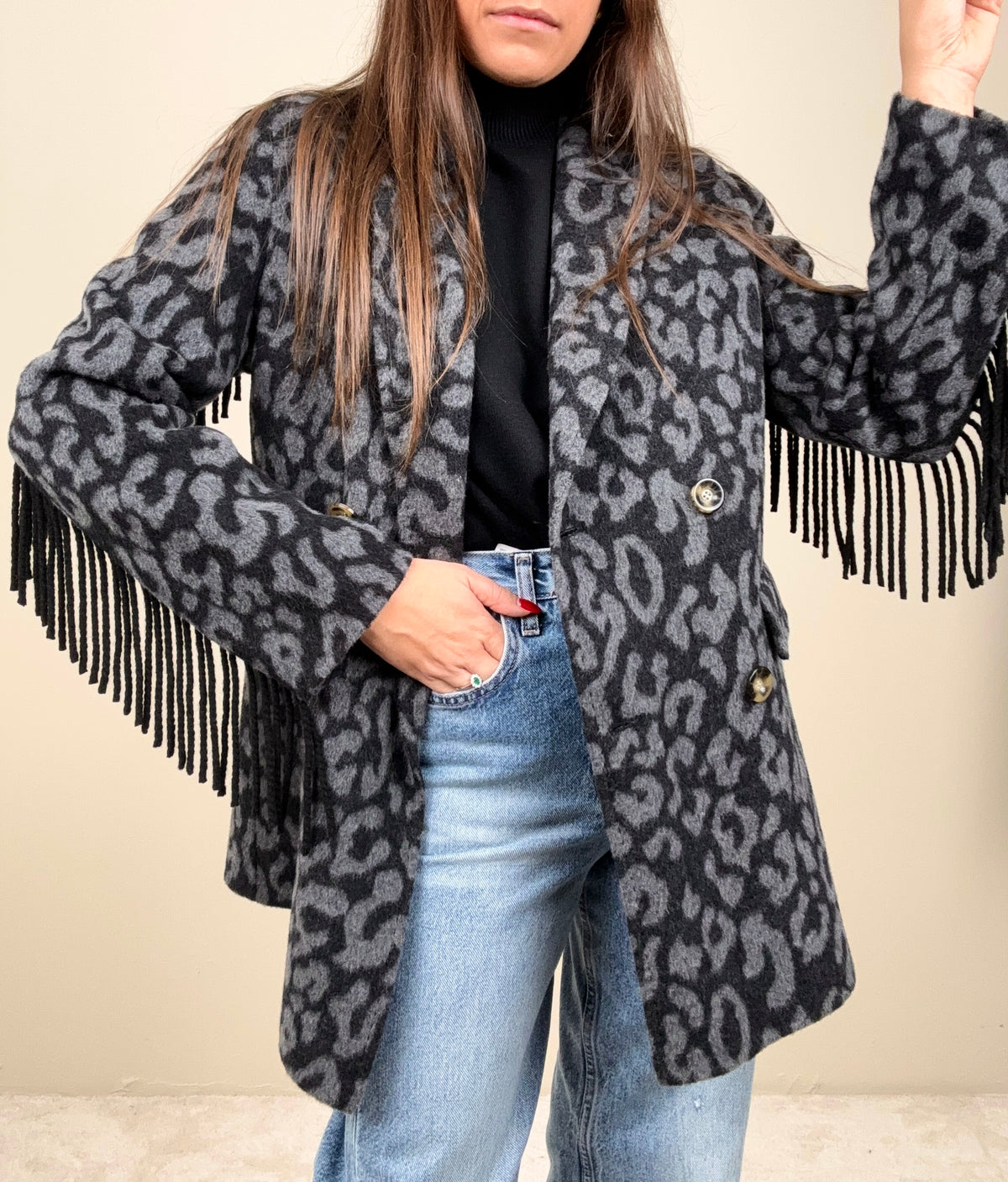 Cappottino leopard grey