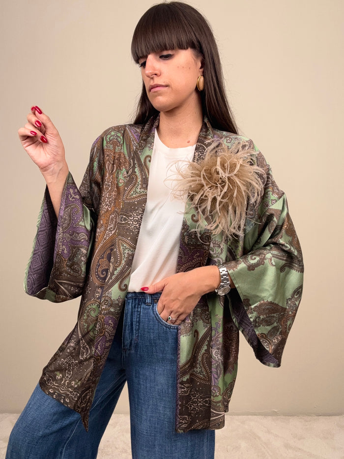 Kimono in fantasia verde
