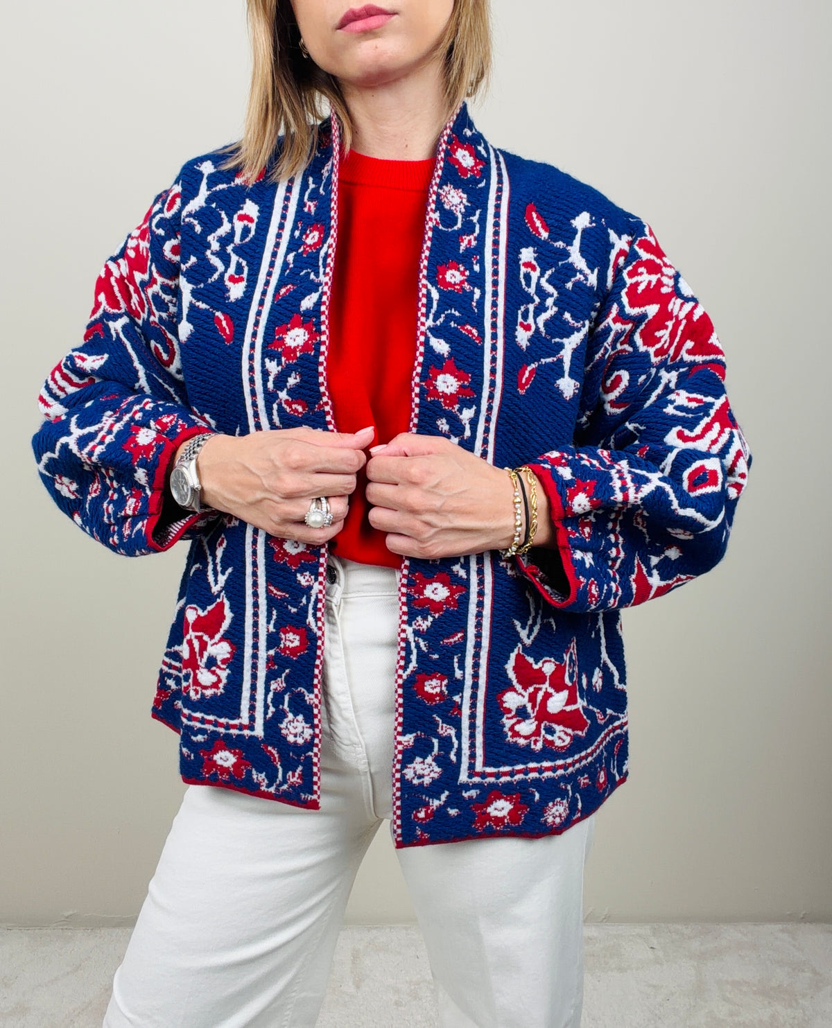 Cardigan bluette-rosso